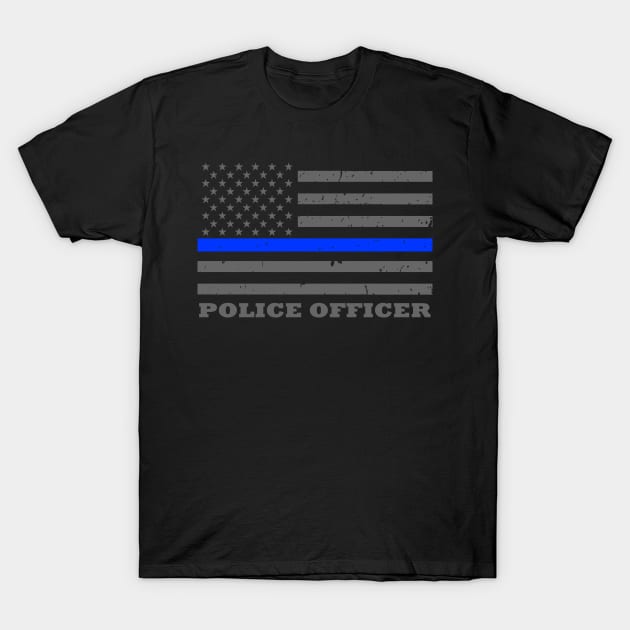 Police Officer Thin Blue Line Flag T-Shirt by bluelinemotivation